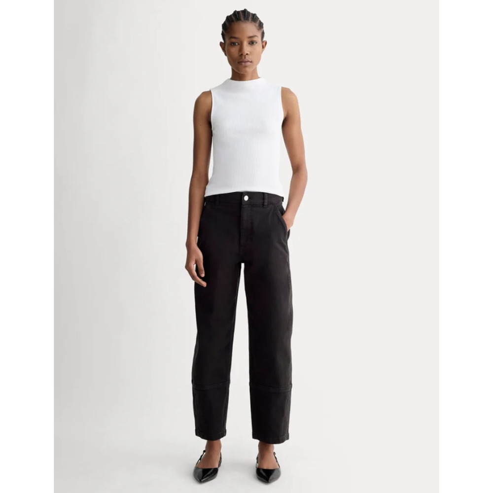 EVERLANE Women's The Utility Barrel Pants Size 10 TALL Black Cotton Twill NWT - Picture 2 of 14